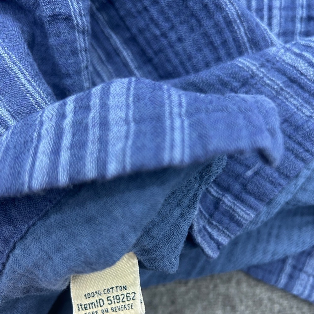 LL Bean Cloud Gauze Split Neck Top Shirt Lightweight Cotton Womens M Blue Stripe - Picture 7 of 7